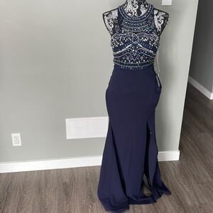 Sequin Hearts
Two-Piece Beaded Halter with Solid Skirt NEW